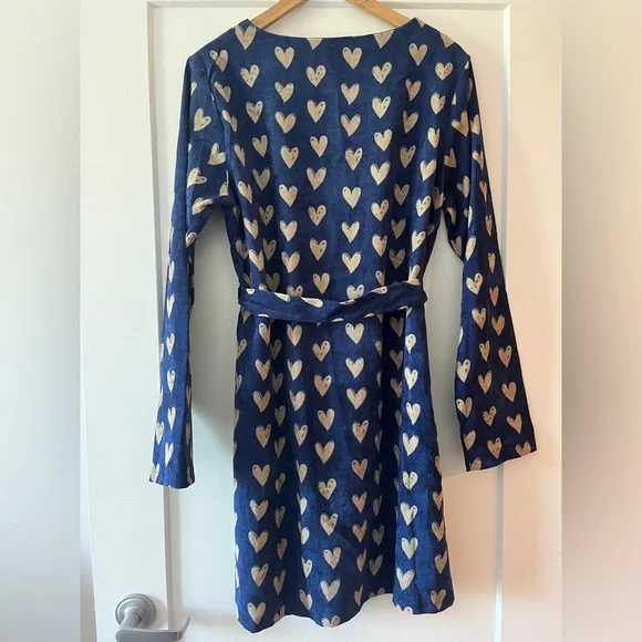 Heart Patterned Blue Mini Dress - Picture 2 of 2